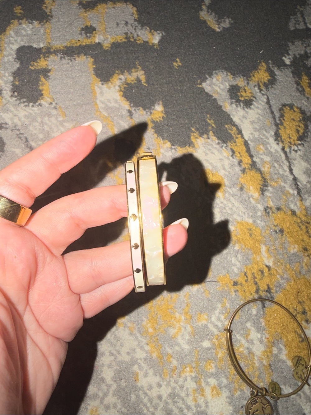 kate spade Gold-Tone and White Mother-of-Pearl Bangle Pair
